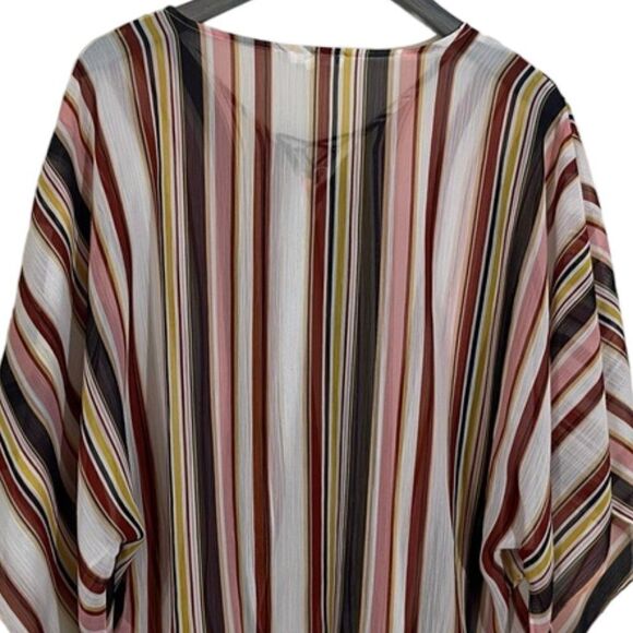 Maurices lace up v-neck kimono top Multi-Colored Stripes Women's Medium NEW - Picture 6 of 10